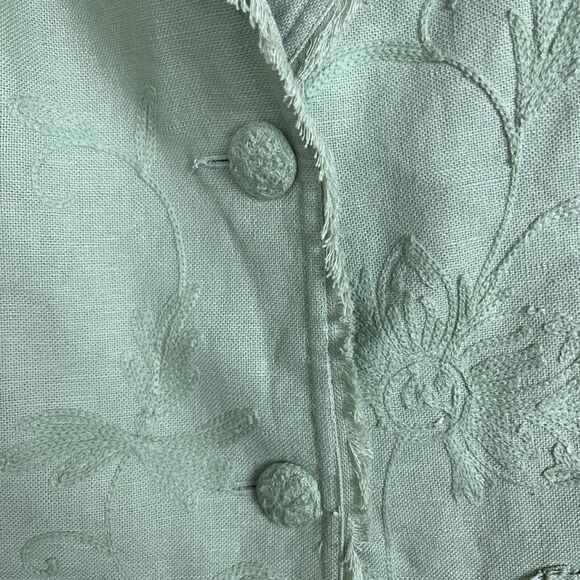 Carole Little Vintage Womens Size 1X Embroidered Jacket with Fringe Detail Sage - Picture 5 of 13